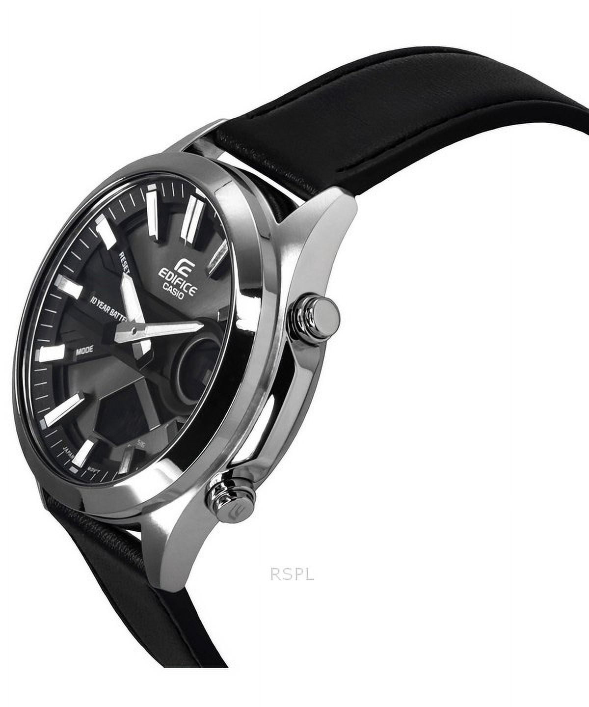 Casio Edifice Analog Digital Leather Strap Grey Dial Quartz EFV