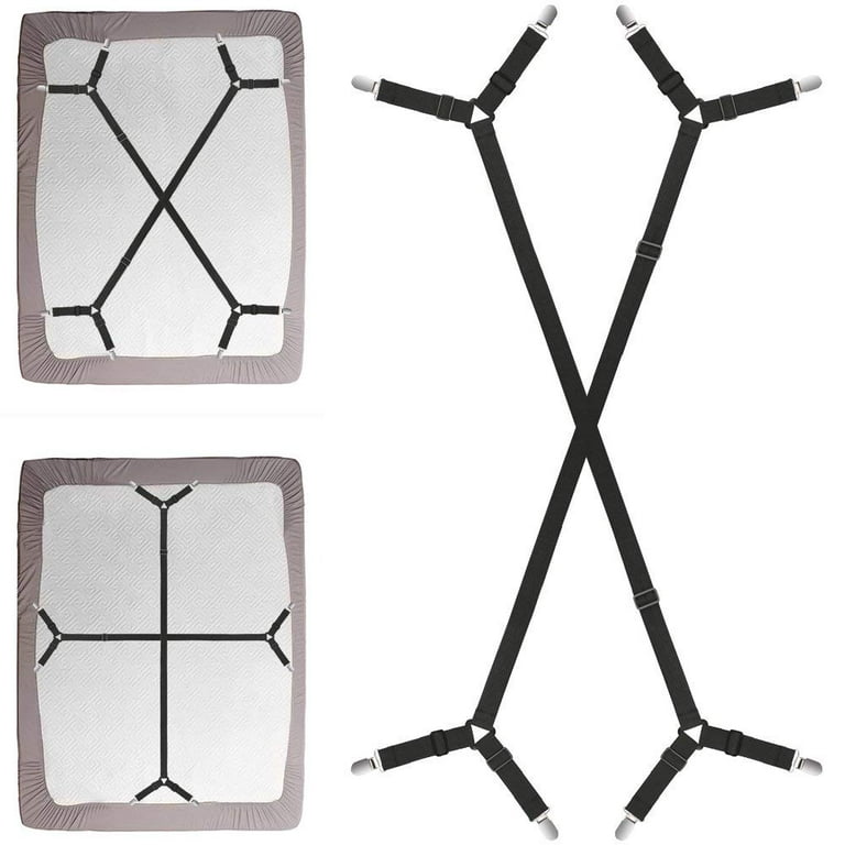 Metal Adjustable Crisscross Bed Fitted Sheet Straps Suspenders Gripper  Fastener