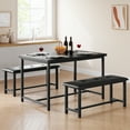 thumbnail image 5 of Accreate Dining Table Set for 3 with Upholstered Benches, Kitchen Furniture for Space-Saving, Black, 5 of 11