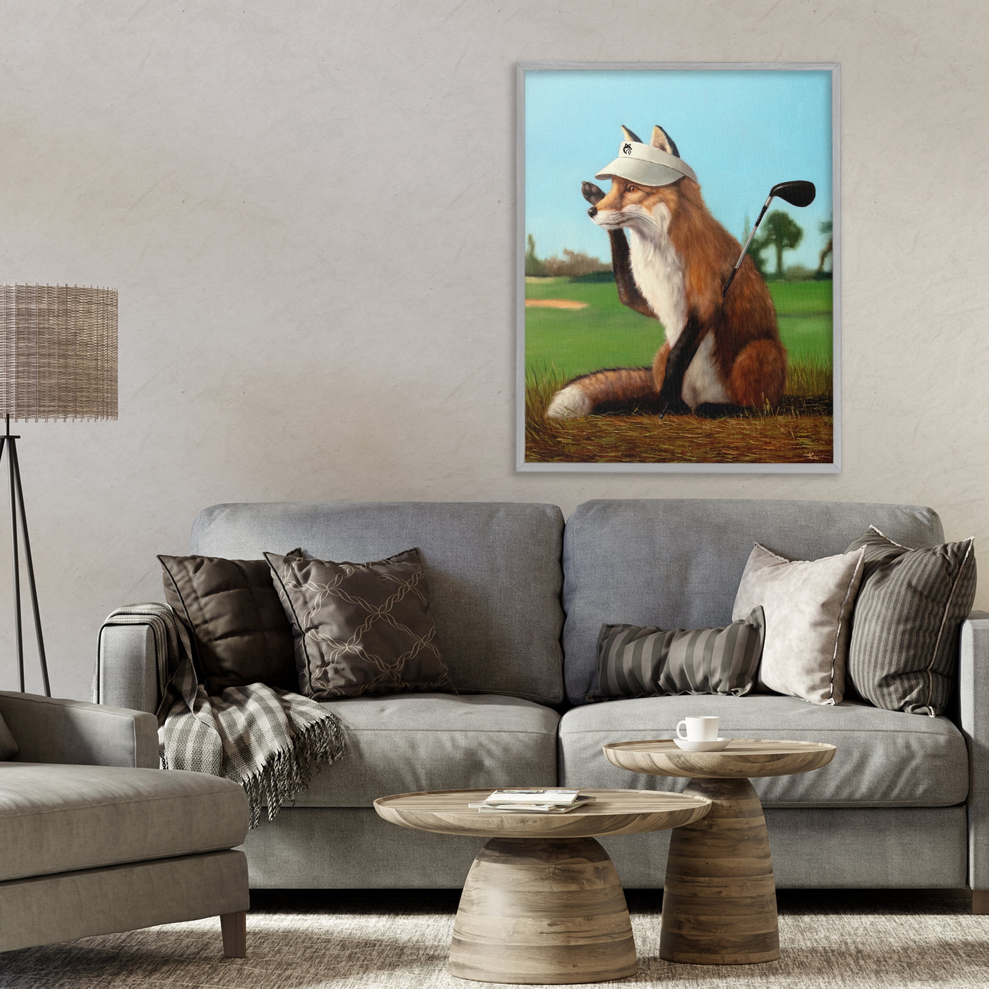 Stupell Industries Fox Drive Golfer Gray Framed Giclee Art, design by Lucia Heffernan