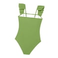 thumbnail image 5 of Girl Swimsuit Size 6 Girls Swimsuit One Piece Swimsuits Cutout Ruched Bathing Suits Tie Adjustable Straps Girls' Swimwear 9-16Y, 5 of 7