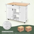 thumbnail image 3 of LOKO Kitchen Island with Drop Leaf, Rolling Kitchen Storage Cart with Drawer, Cabinet, 6 Open Shelves, Spice Rack & Towel Bar, Rolling Kitchen Island with Storage & Lockable Wheels (White), 3 of 14
