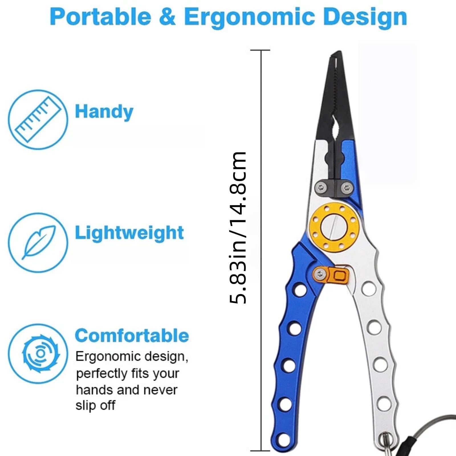 GUYUTING Super Braided Line Cutters Fishing Pliers Aluminum Stainless Steel Blue Silver 5.83in Split Ring Hook Opener for Fishing Gear