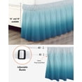 thumbnail image 3 of Navy Blue Ombre Wrap Around Bed Skirts for Queen Bed 16" Drop,Bed Skirt with Adjustable Elastic Belt Dust Ruffle Bed Valance for Bedroom Hotel Teal White Gradient Modern Abstract Art Bed Frame Cover, 3 of 7