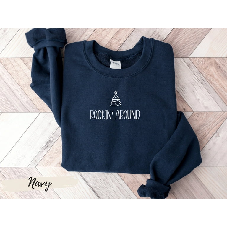 Women s Minimalist Christmas Tree Sweatshirt Rockin Around the