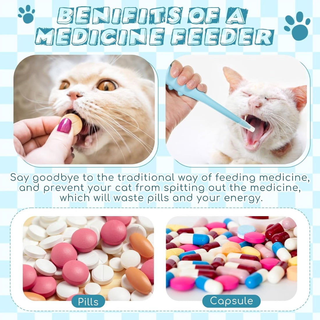 Tingzi 2 Pcs Pet Pill Shooter for Cat Dog Pill Shooter Pet Pill Dispenser Cat Pill Gun Oral Tablet Capsule Silicone Syringes with Soft Tip for Cats Dogs Small Animals, Blue and Pink