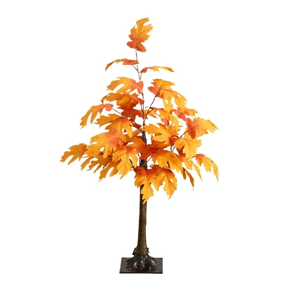 Nearly Natural Pre-Lit Autumn Maple Artificial Fall Tree - 3' - Warm White LED Lights