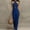 Dark Blue-maxi dresses for women, variant on Women's Halter Neck Sleeveless Maxi Dress Backless Side Pockets Solid Color Casual Loose Fit Dress Yellow