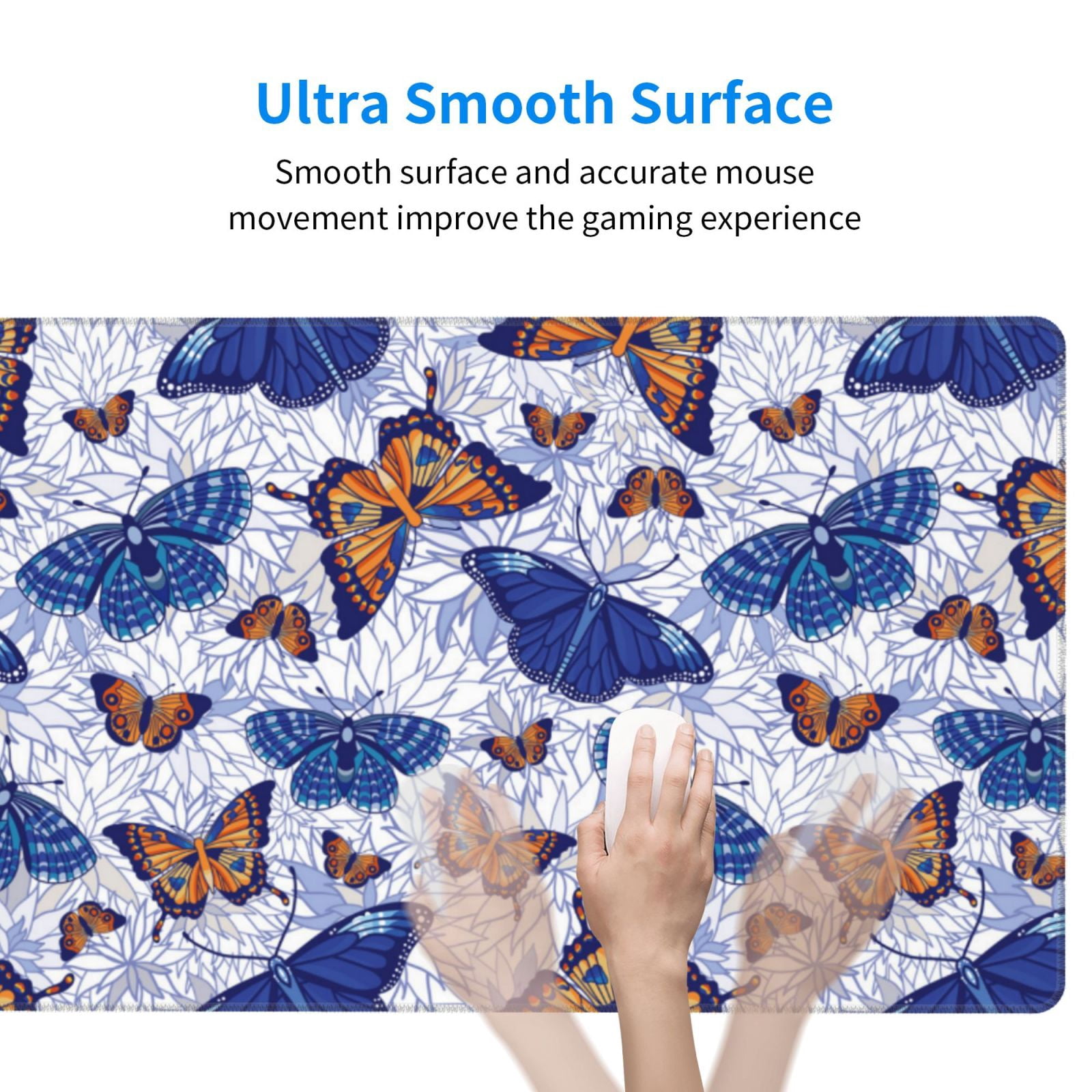 Rateoe Butterflies1 Print Mouse Pad - Extended Large Gaming Mousepad,Non-Slip Stitched Edge,16x29.5 Inch