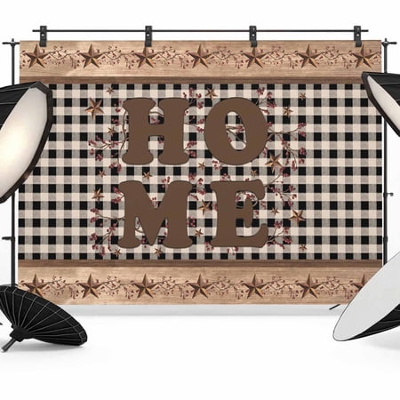 Vintage Country Star Photography Backdrop 10x8FT Retro Home Berries Black Plaid Wood Photo Backdrops Background for Photography Studio Photo Studio Background Back Drop for Photoshoot