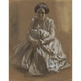 thumbnail image 2 of Adolph Menzel 15x18 Gold Ornate Wood Frame and Double Matted Museum Art Print Titled - The Artist's Sister Emilie (1851), 2 of 4