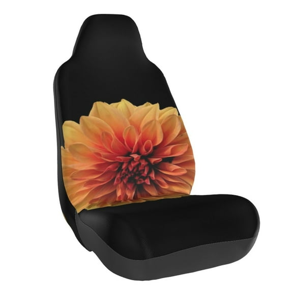 Balery Orange Dalia Pattern Car Seat Cover - Soft & Breathable Front Premium Covers with Non-Slip Protector Fits Most Automotive, Vans, SUVs, Trucks - 1 Unit