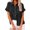 Black, variant on Womens Button Down Blouse Shirts Short Sleeve V Neck Casual Loose Collared Tops with Pockets