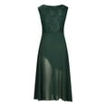 thumbnail image 5 of Bigersell Formal Dresses for Women Wedding Guest V-Neck Sleeveless Midi Dress Ruffle Pleated A-Line Asymmetrical Dresses Style B-19 Evening Cocktail Party Flowy Dresses Casual Sundress Army Green-S S, 5 of 5