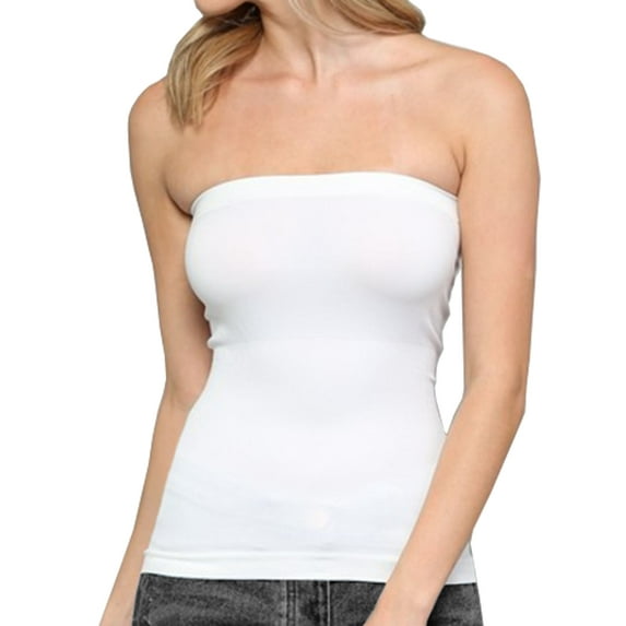 Women's Seamless Bandeau Tube Top Ribbing Bottom Slimming Shirt