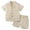 Khaki, variant on Usaibhir Baby Boy Cotton Linen Shorts Set Solid Color Short Sleeve Button Down T-Shirt Tops and Shorts Summer Outfit Clothes 12M-5T