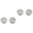 thumbnail image 6 of Raindrops 2pcs Vintage Metal Frame Round Reflective Sunglasses Circle Mirrored Sunglasses Men Women Glasses (Silver Frame with Water Silver Lens), 6 of 8