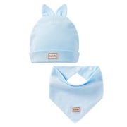Baby Toddler 2Pcs Set Hat+ Bandana Bib Saliva Towel Triangle Head Scarf Pink