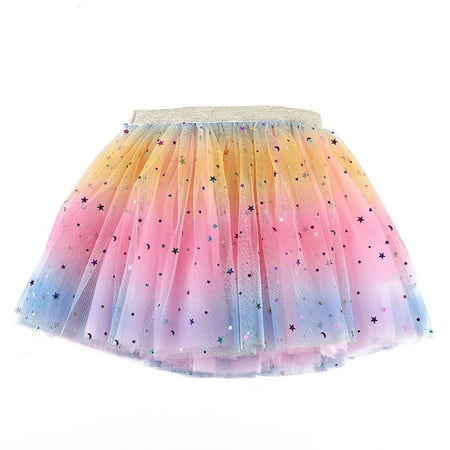 

CenturyX Newborn Baby Girls Casual Short Yarn Skirt Rainbow Dress Summer Tutu Skirt Clothes Pink 0-2T