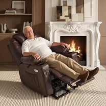MCombo Large Power Lift Recliner Chair with Massage and Heat for Big and Tall Elderly, Faux Leather, Dark Brown