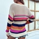 thumbnail image 4 of Suéter de mujer con cuello redondo ahuecado de punto de manga larga a rayas suelta Casual Top para compras de viaje Lady Girls, 4 of 6