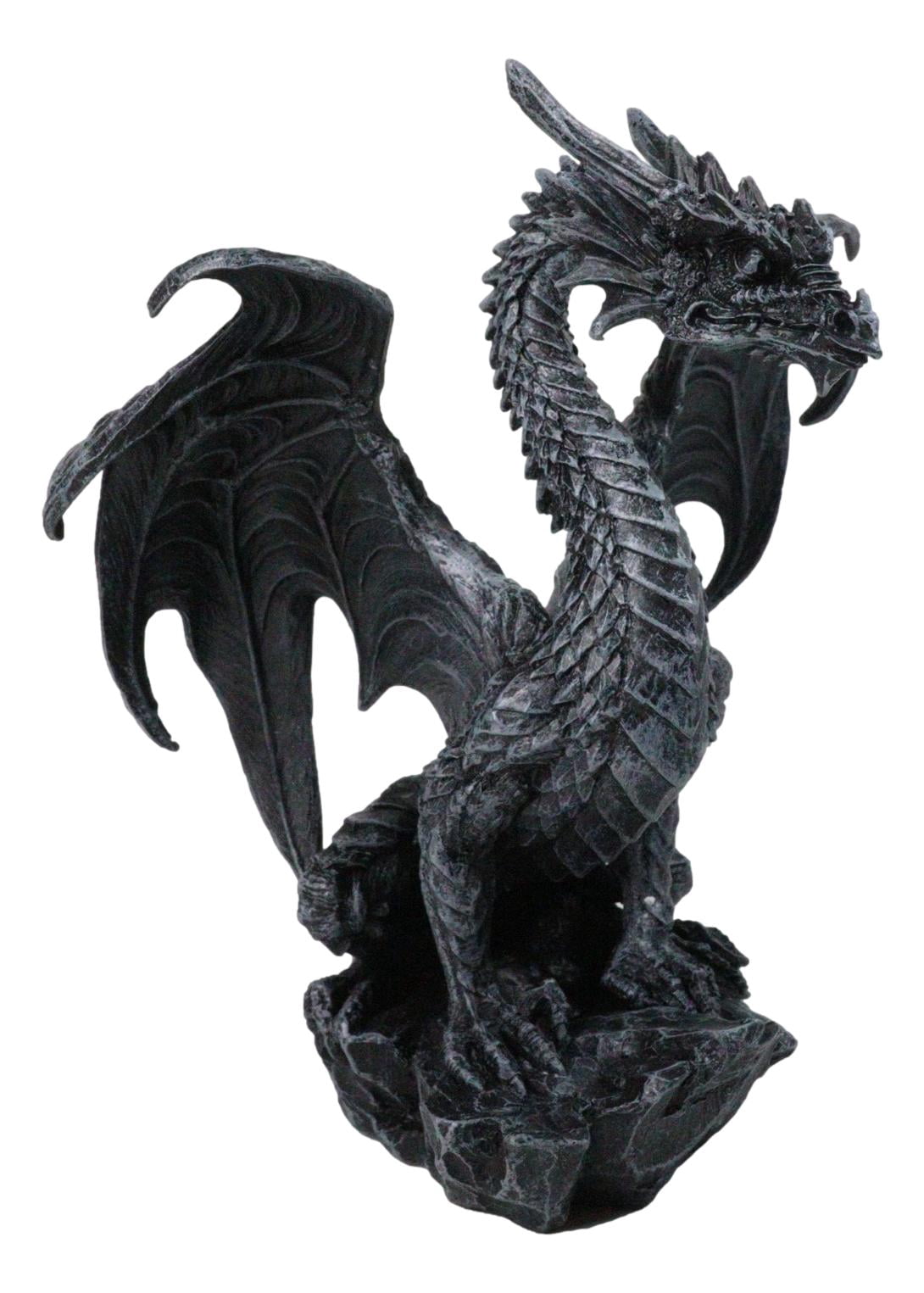 Draconis Watcher Guardian Stone Gargoyle Dragon On Rock Decorative Figurine 8"H