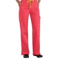 thumbnail image 2 of Med Couture Women's Signature Drawstring Straight Scrub Pant, Turq Delight/Tango Pink, Medium, 2 of 2