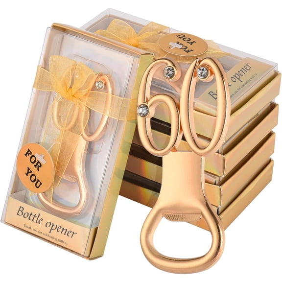 60th Bottle Opener for 60th Birthday Favors 60th Gold Wedding Party Party Present Collection 60th Birthday Party Souvenirs or Decorations for Guests (24, 60) 24PCS Gold