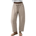 thumbnail image 3 of Kelon Women's Linen Pants Drawstring Palazzo Pants Casual Beach Vacation Trousers with Pockets M, 3 of 7