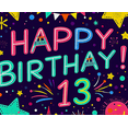 thumbnail image 3 of Colorful Neon Style Happy 13 Birthday Backdrop Banner Party Decors Background Photography Props for Birthday Party Celebration Decorations Photo Booth Setup, 3 of 7