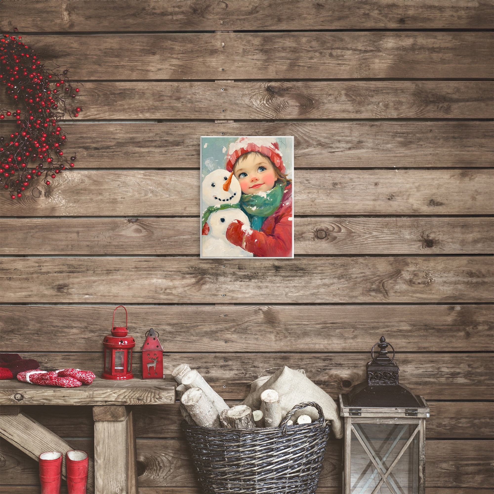 Stupell Industries Christmas Girl & Snowman Embrace Wall Plaque Art, design by The Prints Vibe
