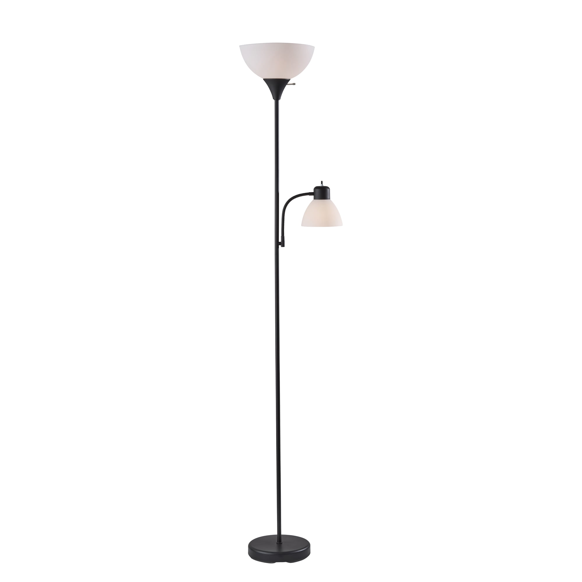 Mainstays 72 in Black Combo Floor Lamp with Adjustable Reading Lamp