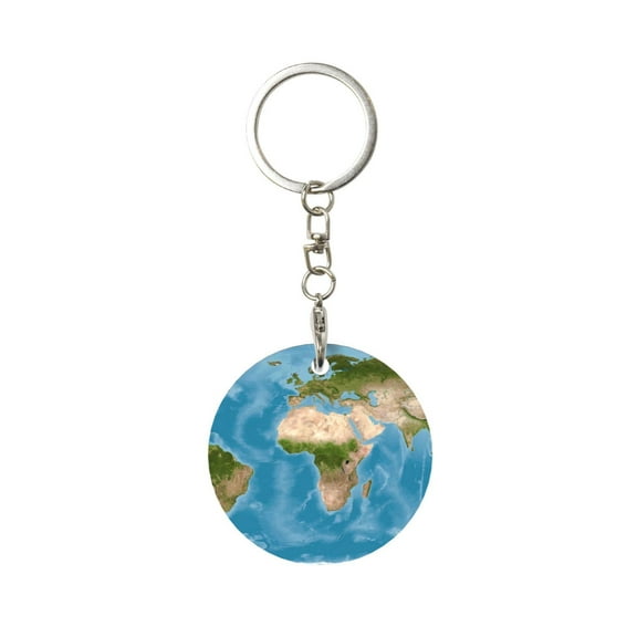 Naloa Earth View World Map Print Round Keychain Keychain Key Ring, Key Tag, Key Chain Bulk for Gift Accessories (Round)