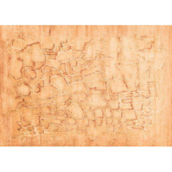 Ahgly Company Indoor Rectangle Abstract Orange Contemporary Area Rugs, 7' x 10'