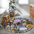 thumbnail image 4 of Round Area Rug 4 Ft, Sunflower Washable Non-Slip Circle Carpet for Living Room/Bedroom, Colorful Flowers Summer Botanical Low-Profile Crawling Mats Collection Rugs for Indoor, 4 of 7