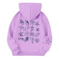 thumbnail image 6 of Little Girls Hoodies Sweatshirts Soft Pullover With Hood Casual School Outdoor Clothes Light Purple Size 5-6T, 6 of 7