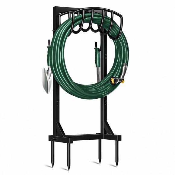 Soporte metálico para manguera de jardín Kesfitt con ganchos