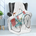 thumbnail image 4 of Bicycle Soft Flannel Fleece Blanket, Classic Touring Bike with Derailleur and Saddlebags Healthy Active Lifestyle Travel, Cozy Plush for Indoor and Outdoor Use, 50" x 70", Multicolor, by Ambesonne, 4 of 5