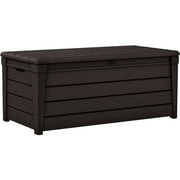 Keter Brightwood 120gal Patio Deck Weatherproof Storage Bench Box, Brown