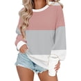 thumbnail image 2 of Pisexur Chandails en Molleton pour Femmes Col Rond Patchwork Colorblock Chandail Mode Décontracté Manches Longues pour Femmes Chandails en Molleton Amples pour Femmes, 2 of 5