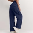 thumbnail image 4 of Sewkxo women Cargo Work Pants Fashion Drawstring Elastic Waist Trouser Spring Summer Straight Fit Loose Work Pants Multi Pockets,Blue S, 4 of 4