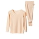 thumbnail image 1 of Conjuntos de ropa interior térmica para mujer, jersey liso informal de cuello redondo, alta elasticidad, conjuntos de ropa interior cálida, pantalones de poliéster, blusa para mujer, 1 of 2