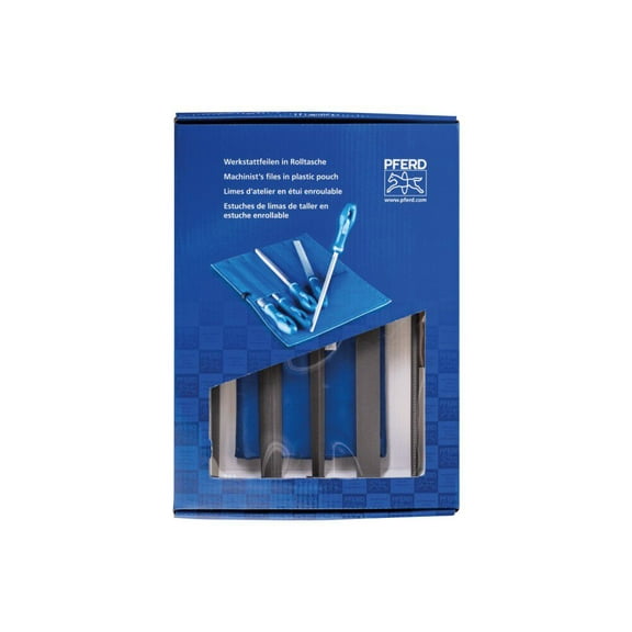 Pferd File Set - Hand, Three Square, Square, Tapered Half Round, Round 10 Inch Second Cut