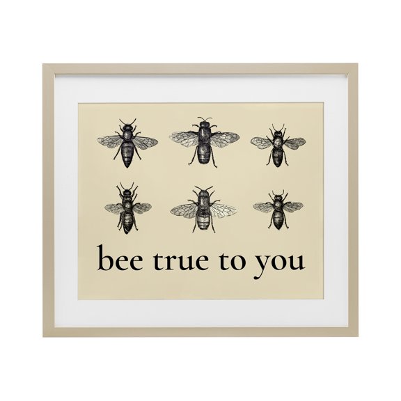 Bee True To You Inspiration Birch Framed Print Under Glass, design by Lettered and Lined
