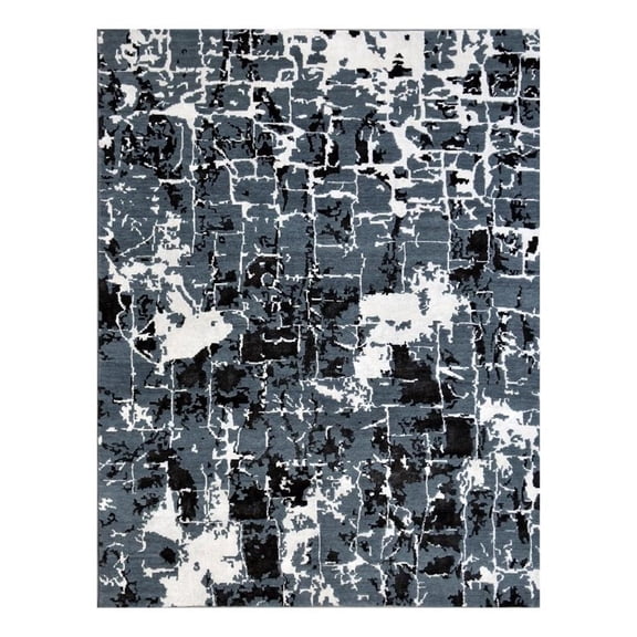 Exquisite Rugs Cecily Black/Gray Wool/Bamboo Silk Hand-Knotted Area Rug