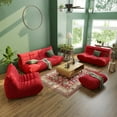 thumbnail image 5 of Magic Home Modern Sectional Sofa Togo Sofa Lazy Sofa Foam Couch Floor Sofa Velvet Couch for Living Room and Apartment,6 Seat Sofa and Ottoman,Red, 5 of 11