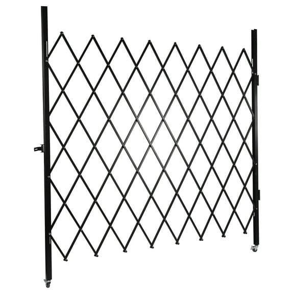 Wildnix Expandable Folding Security Gate with Lock and Wheels, Heavy Duty Iron and Aluminum Alloy Construction, Modern Design for High-Traffic Areas
