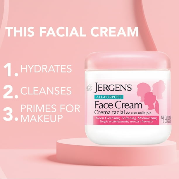 2 pack) Jergens All Purpose Face Cream, Deep Cleansing Moisturizer