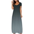 thumbnail image 3 of Meichang Robes d'Été pour Femmes 2025 Robe Maxi Grande Taille Imprimé Dégradé Robe Décontractée Manches Courtes Col Rond Robes T-Shirt Travail Coupe Ample Longue Robe, 3 of 6