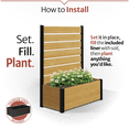 thumbnail image 5 of 4ft H x 3.4ft W x 1.5ft L (1 Screen w/Planter) Freestanding Cedar Wood Privacy Fence Screen with Planter Box, Outdoor Wood Privacy Screen Panel for Patio, Raised Garden Bed, EC18040, 5 of 10